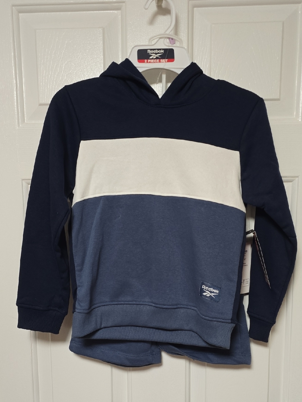 Reebok Navy, White & Slate Blue Hoodie and Shorts Kid Size ^